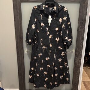 Maeve Black Long Sleeve Dress with Floral Accents